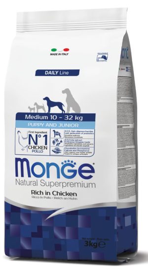MONGE Medium Puppy & Junior Ricco di Pollo