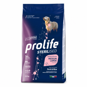Prolife Sterilised Sensitive Adult Pork & Rice - Medium/Large