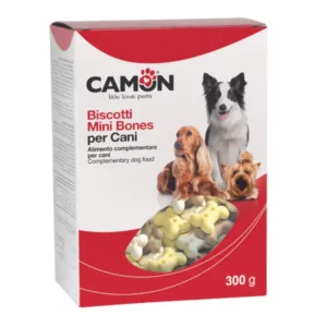 Camon Biscotti Mini Bones alla vaniglia per cani, confezione da 300 g