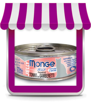 Monge Jelly Pezzetti di Tonno del Pacifico con squisiti Gamberetti in gelatina
