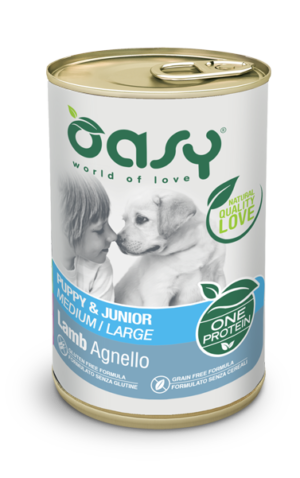 Oasy - ONE PROTEIN Puppy & Junior Medium/Large Agnello