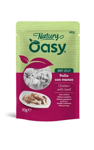 Oasy Natury Soft Jelly Pollo con manzo – Bustina 70 g