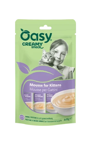Oasy Creamy Snack Gattini Tonnetto e Salmone – 4 x 15 g