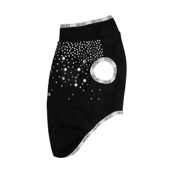 Liu Jo Felpa Logo e Brillanti Nera – laterale Felpa Liu Jo nera con logo e brillanti – vista laterale