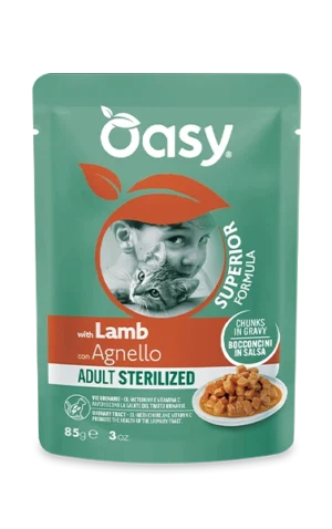 Oasy Superior Formula Bocconcini in Salsa Adult Sterilized con Agnello 85 g