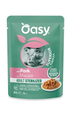 Oasy Superior Formula Bocconcini in Salsa Adult Sterilized con Maiale 85 g