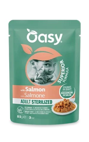 Oasy Superior Formula Bocconcini in Salsa Adult Sterilized con Salmone 85 g