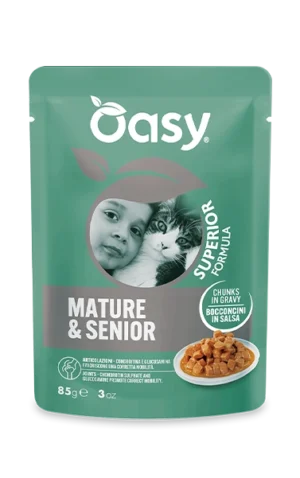 Oasy Superior Formula Bocconcini in Salsa Mature & Senior con Salmone 85 g