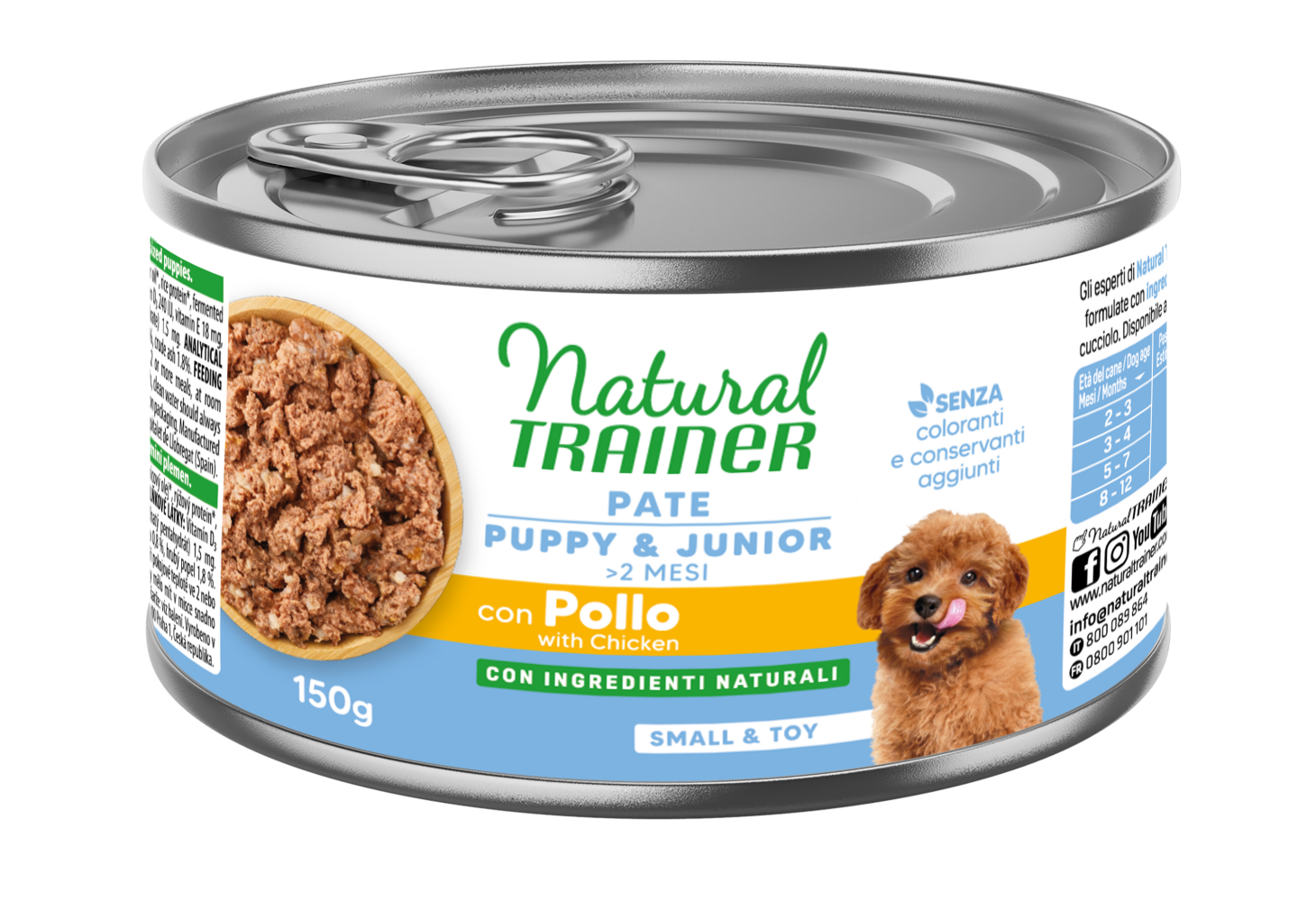 Natural Trainer Paté Puppy & Junior Small & Toy con Pollo 150 g
