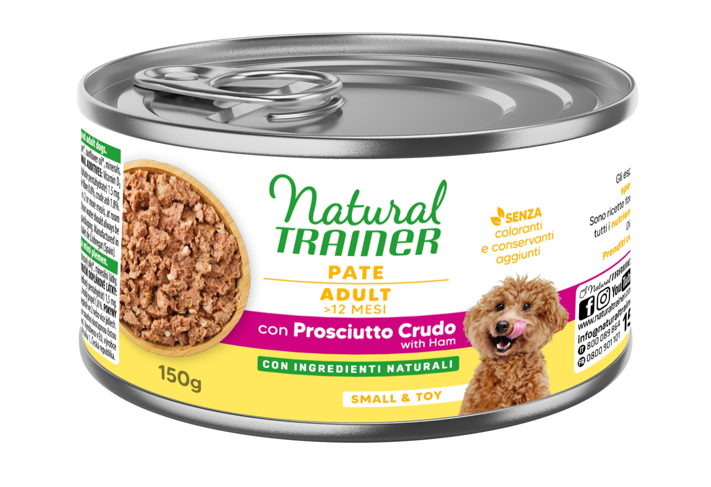 Natural Trainer Paté Adult Small & Toy con Prosciutto Crudo 150 g