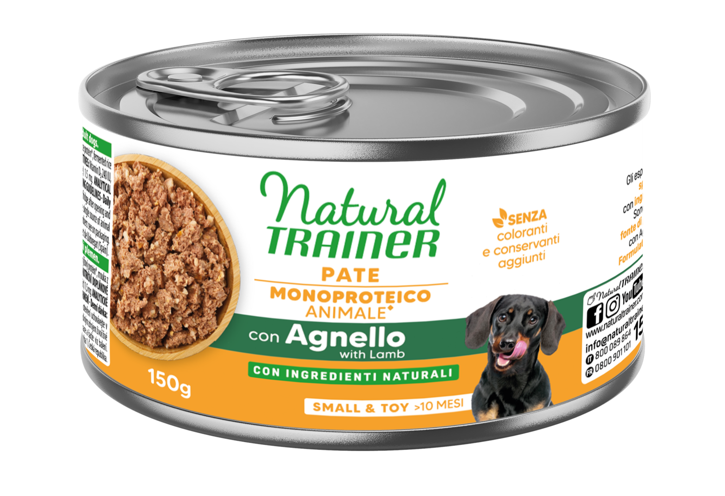 Natural Trainer Paté Monoproteico Adult Small & Toy con Agnello 150 g