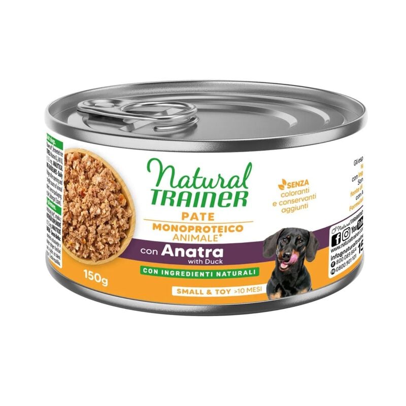 Natural Trainer Paté Monoproteico Adult Small & Toy con Anatra 150 g