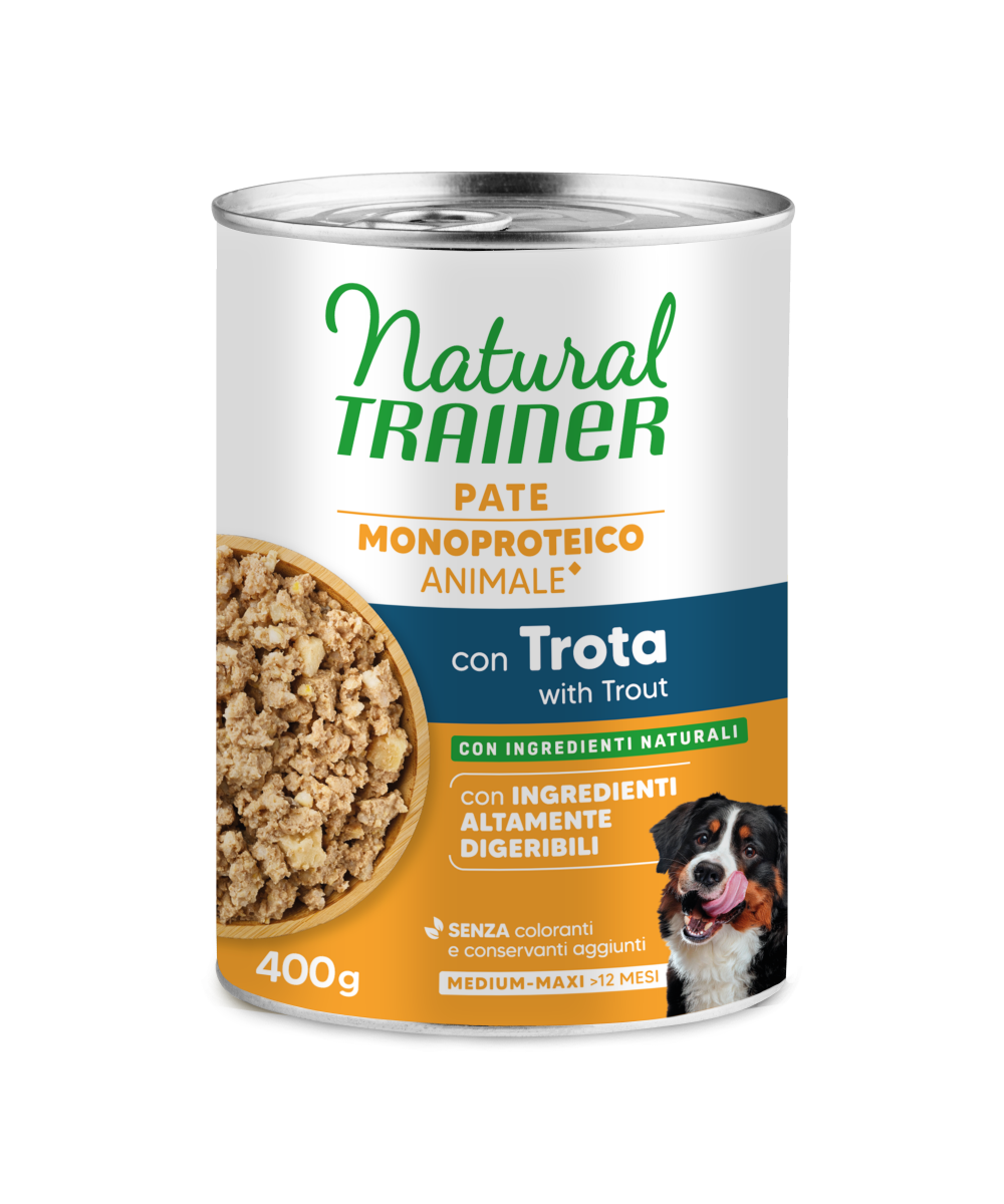 Natural Trainer Paté Monoproteico Adult Medium & Maxi con Trota 400 g