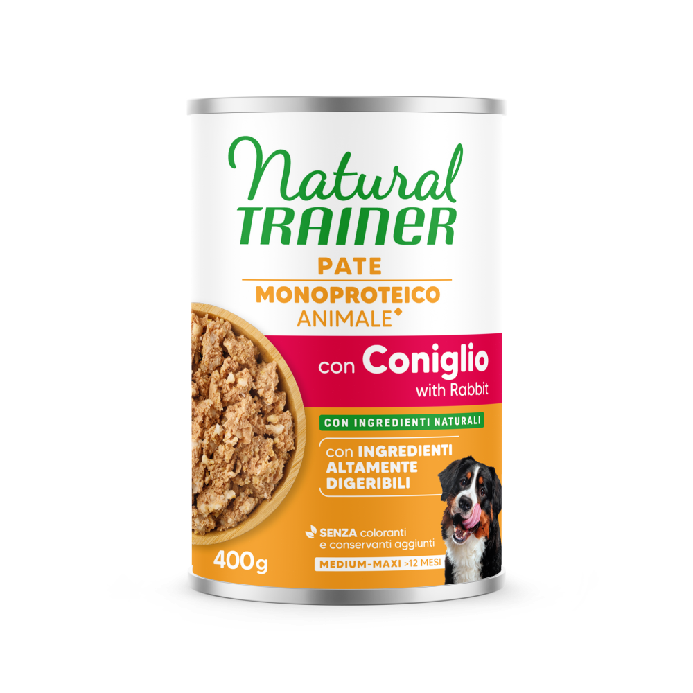 Natural Trainer Paté Monoproteico Adult Medium & Maxi con Coniglio 400 g