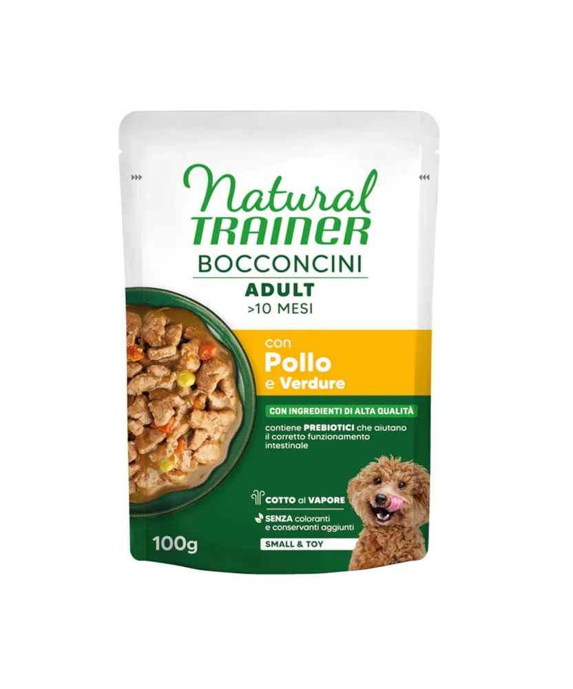 Natural Trainer Bocconcini Adult Small & Toy con Pollo e Verdure 100 g