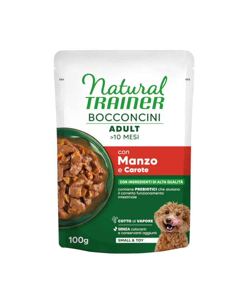 Natural Trainer Bocconcini Adult Small & Toy con Manzo e Carote 100 g
