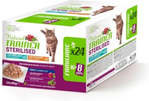Natural Trainer Bocconcini Sterilised Multipack Tacchino e Merluzzo 24 x 85 g