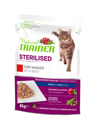 Natural Trainer Bocconcini Sterilised con Manzo 85 g