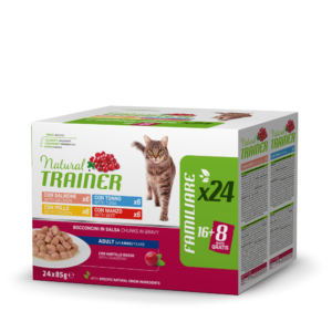 Natural Trainer Bocconcini Adult Multipack 4 gusti (Salmone, Tonno, Pollo e Manzo) 24 x 85 g